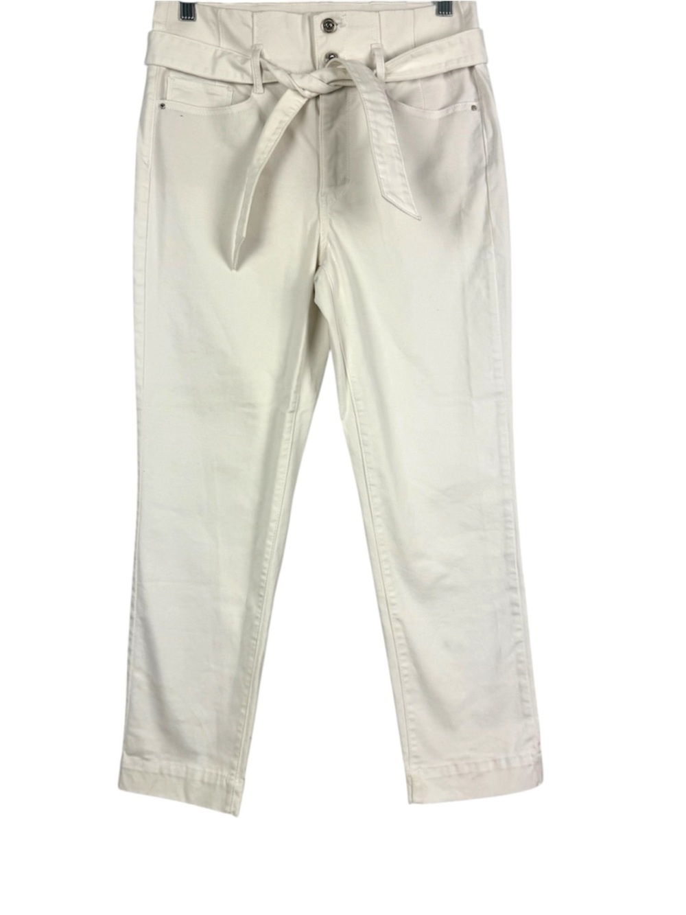 White House Black Market The Slim Crop Tie-Waist White Jeans Size 6